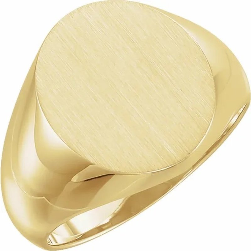 10K Oval Signet Ring with Brushed Top