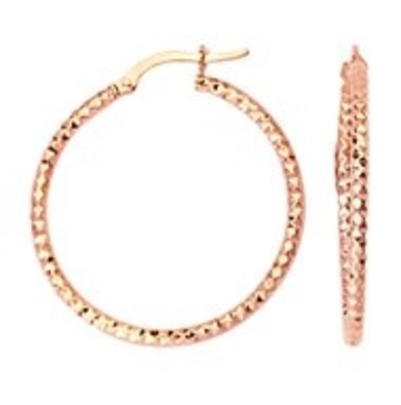 10K Rose Gold Diamond Cut Hoops