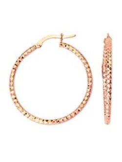 10K Rose Gold Diamond Cut Hoops