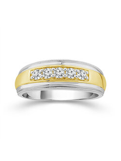 10K Two Tone Five Stone Diamond Band