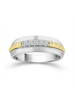 10K Two Tone Gents Diamond Band