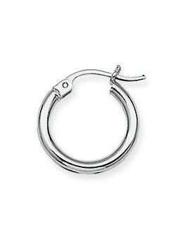 10K White Gold 2x15mm Hoop Earrings