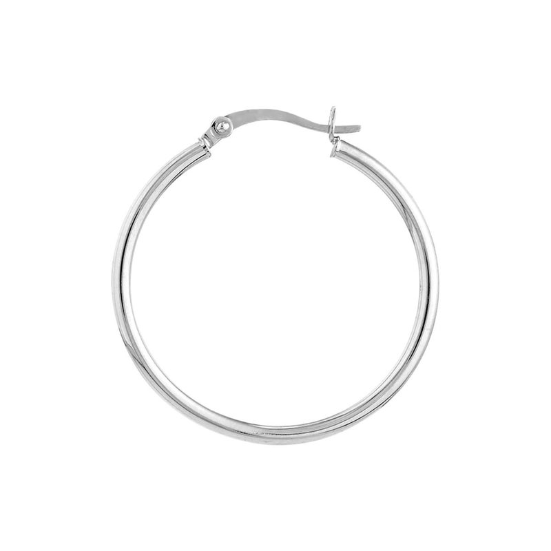 10K White Gold 2x30mm Hoop Earrings