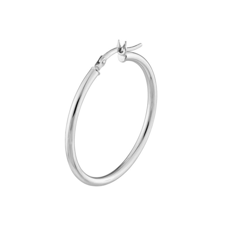 10K White Gold 2x30mm Hoop Earrings