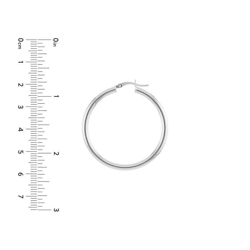 10K White Gold 3mm x 40mm Polished Hoop Earrings