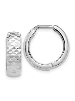 10K White Gold Diamond Cut Huggies