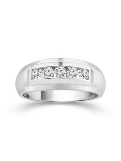 10K White Gold Five Stone Wide Band