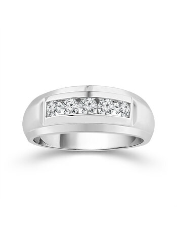 10K White Gold Five Stone Wide Band