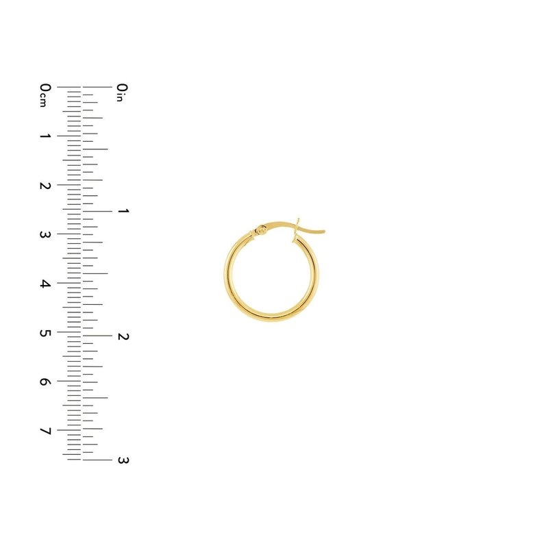 10K Yellow Gold 2x20mm Hoop Earrings