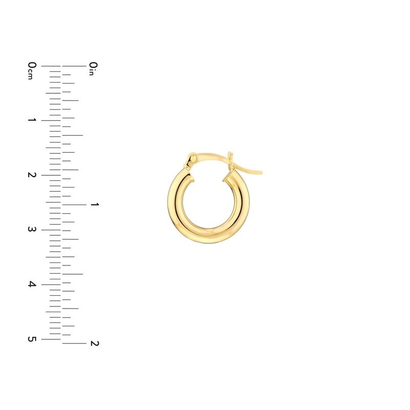 10K Yellow Gold 3x15mm Hoop Earrings