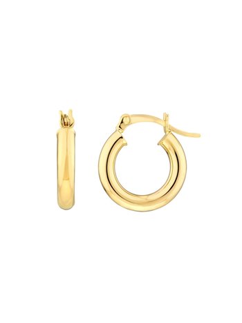 10K Yellow Gold 3x15mm Hoop Earrings