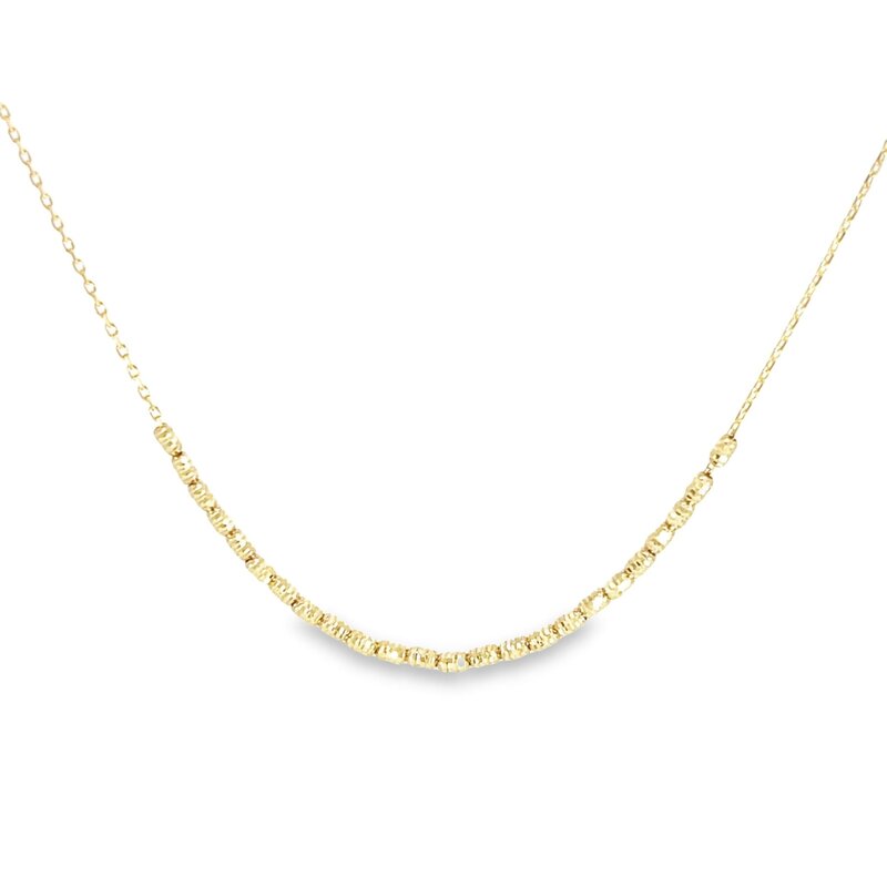 10K Yellow Gold Adjustable Diamond Cut Bead Station Necklace