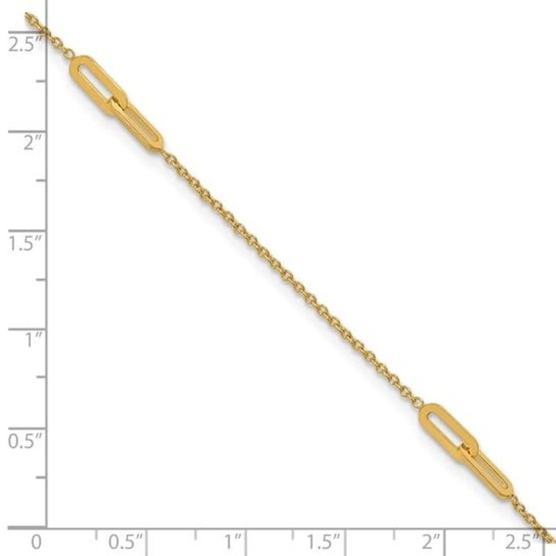 10K Yellow Gold Adjustable Paperclip Station Anklet