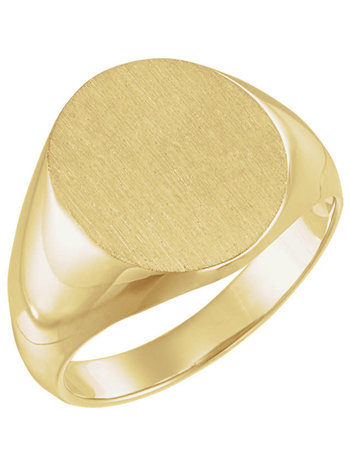 10K Yellow Gold Brushed Top Signet Ring
