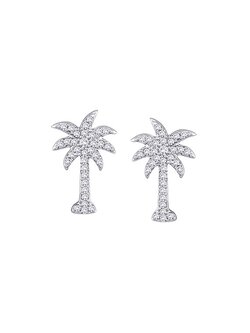 10K Yellow Gold Diamond Palm Tree Studs