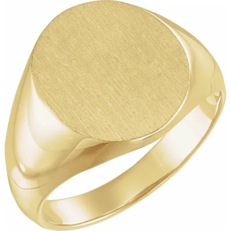 10K Yellow Gold Oval Signet Ring with Brushed Finish