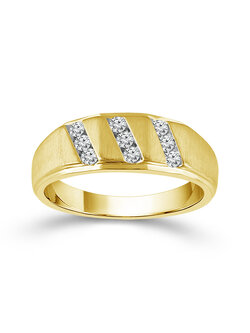 10K Yellow Gold Slanted Diamond Row Band