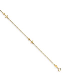 14K CZ Polished Anchor Anklet