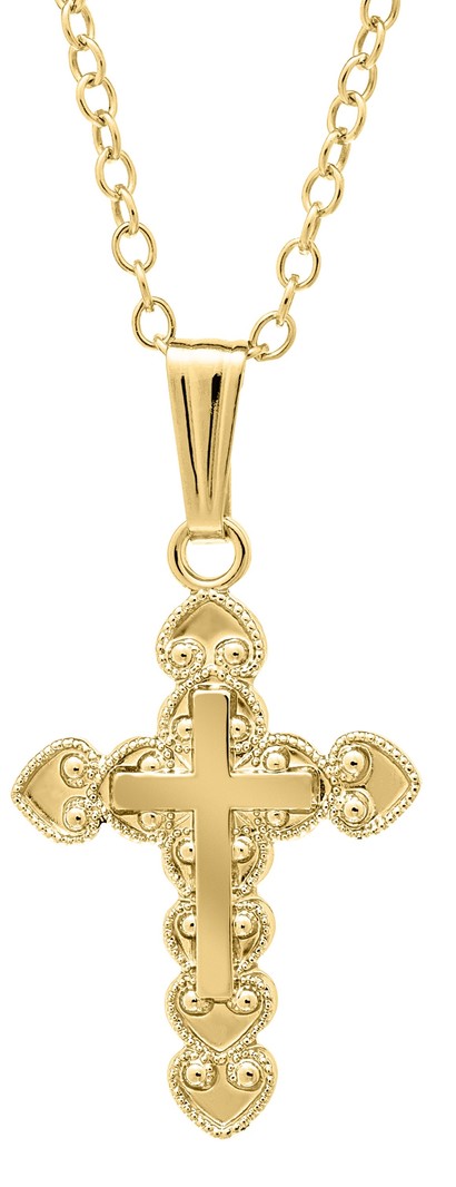14K Gold Filled Children's Fancy Cross Necklace