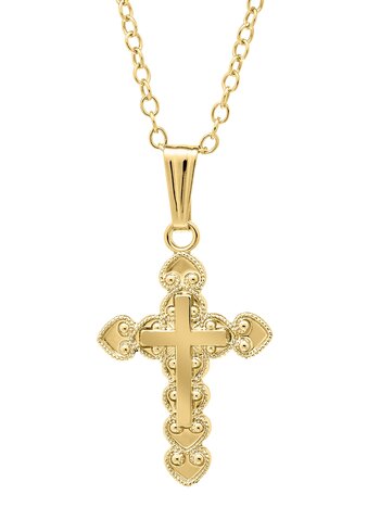 14K Gold Filled Children's Fancy Cross Necklace