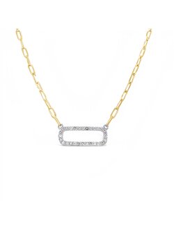 14K Paper Clip Diamond Station Necklace