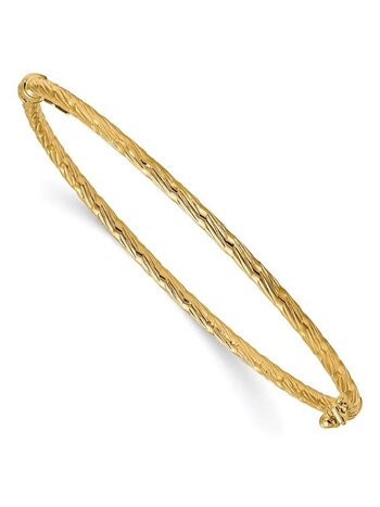 14K Polished and Textured Hinged Bangle