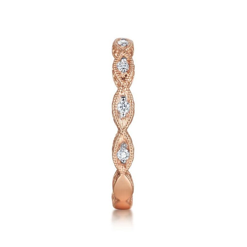 14K Rose Gold Diamond Marquise Station Ring