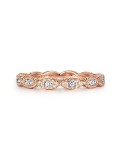 14K Rose Gold Diamond Marquise Station Ring