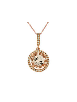 14K Rose Gold Morganite and Diamond Necklace