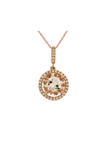 14K Rose Gold Morganite and Diamond Necklace