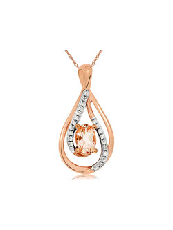 14K Rose Gold Morganite and Diamond Necklace