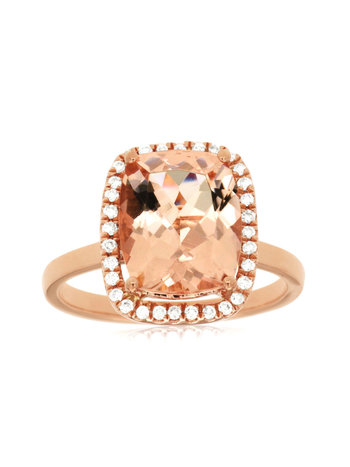 14K Rose Gold Morganite and Diamond Ring