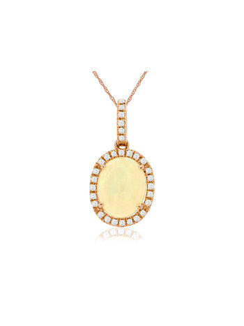 14K Rose Gold Opal and Diamond Necklace