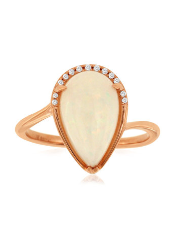 14K Rose Gold Opal and Diamond Ring