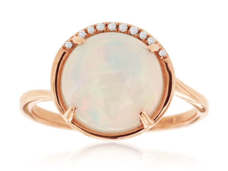 14K Rose Gold Opal and Diamond Ring