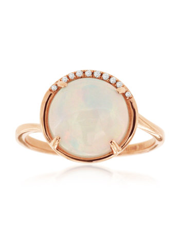 14K Rose Gold Opal and Diamond Ring