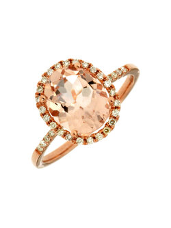 14K Rose Gold Oval Morganite and Diamond Ring