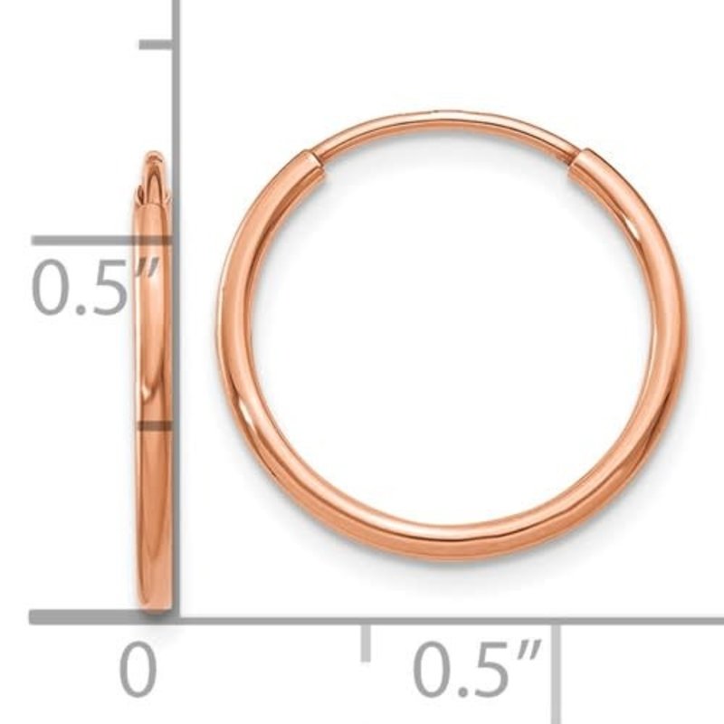 14k Rose Gold Polished Endless Hoop Earrings