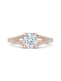 14K Rose Gold Round Diamond Engagement Ring with Split Shank