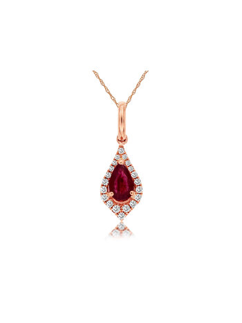 14K Rose Gold Ruby and Diamond Necklace