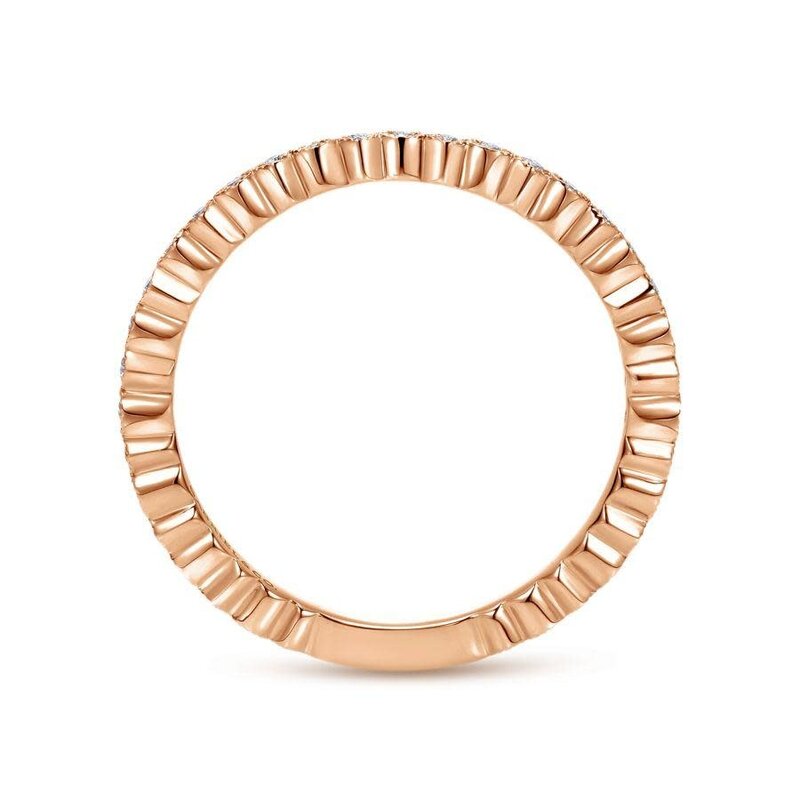 14K Rose Gold Scalloped Stackable Diamond Band