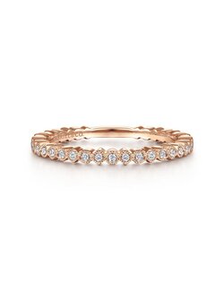 14K Rose Gold Scalloped Stackable Diamond Band