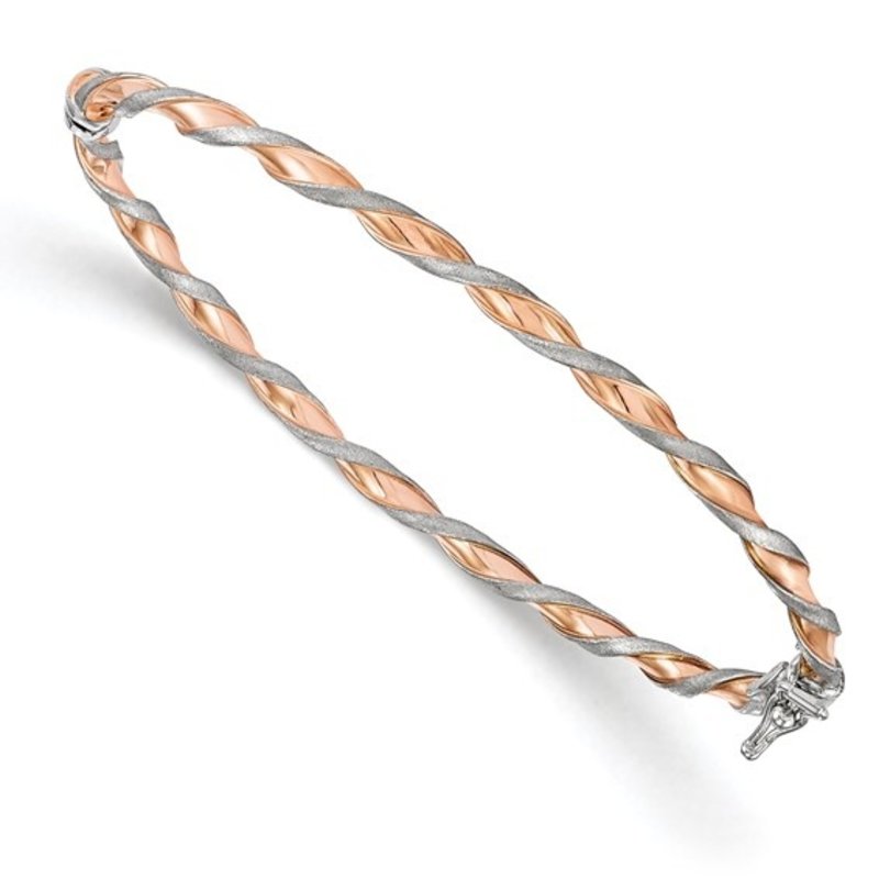 14K Rose Gold & White Gold Twisted Bangle Bracelet