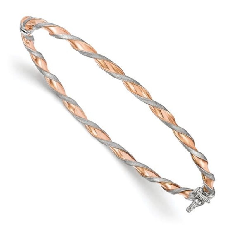 14K Rose Gold & White Gold Twisted Bangle Bracelet