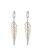 14K Two Tone Diamond Feather Earrings