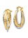 14K Two-tone Polished Diamond Cut Hoop Earrings