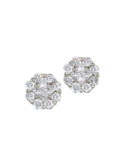 14K White Gold 1.00ctw Diamond Cluster Stud