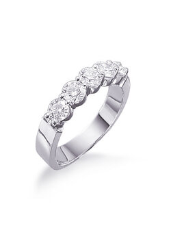 14K White Gold 1.50ctw Five Stone Diamond Band