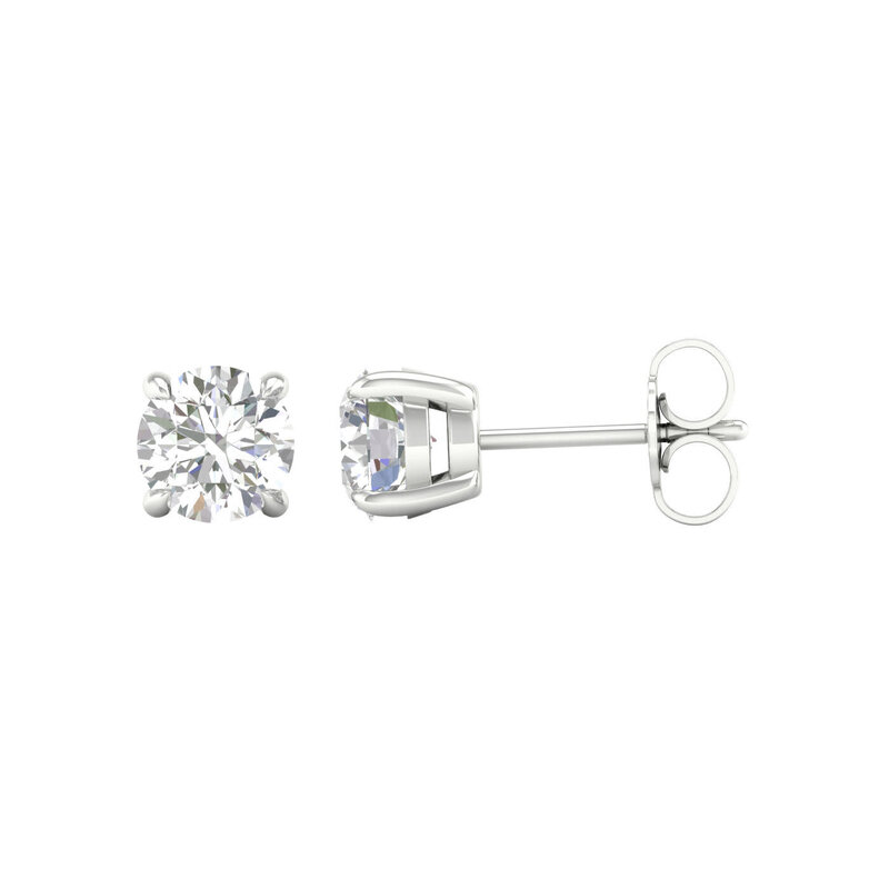 14K White Gold 1ctw Lab Grown Round Diamond Stud Earrings