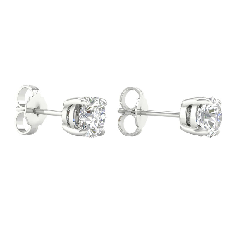 14K White Gold 1ctw Lab Grown Round Diamond Stud Earrings